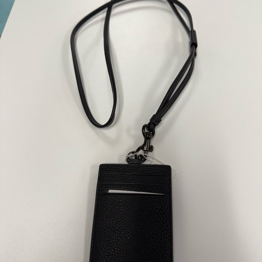 Coach Black Pebbled Leather Card Holder with Signature 'C' - Picture 3 of 3